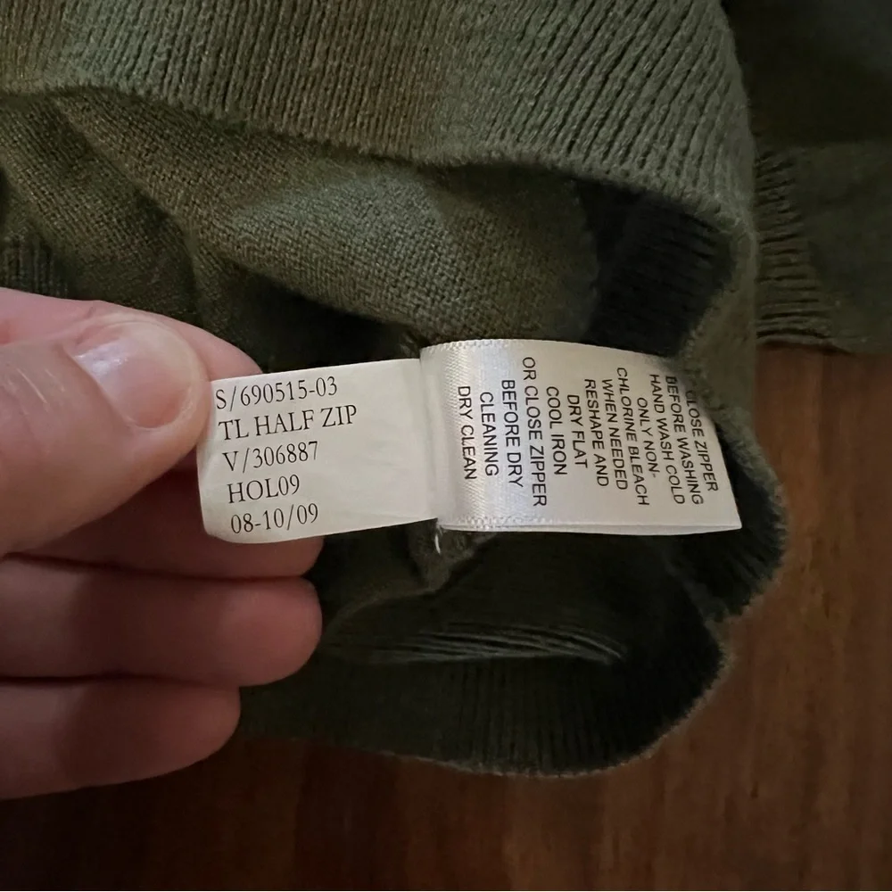 Banana Republic Olive Green Silk Cashmere Blend Half Zip size XL